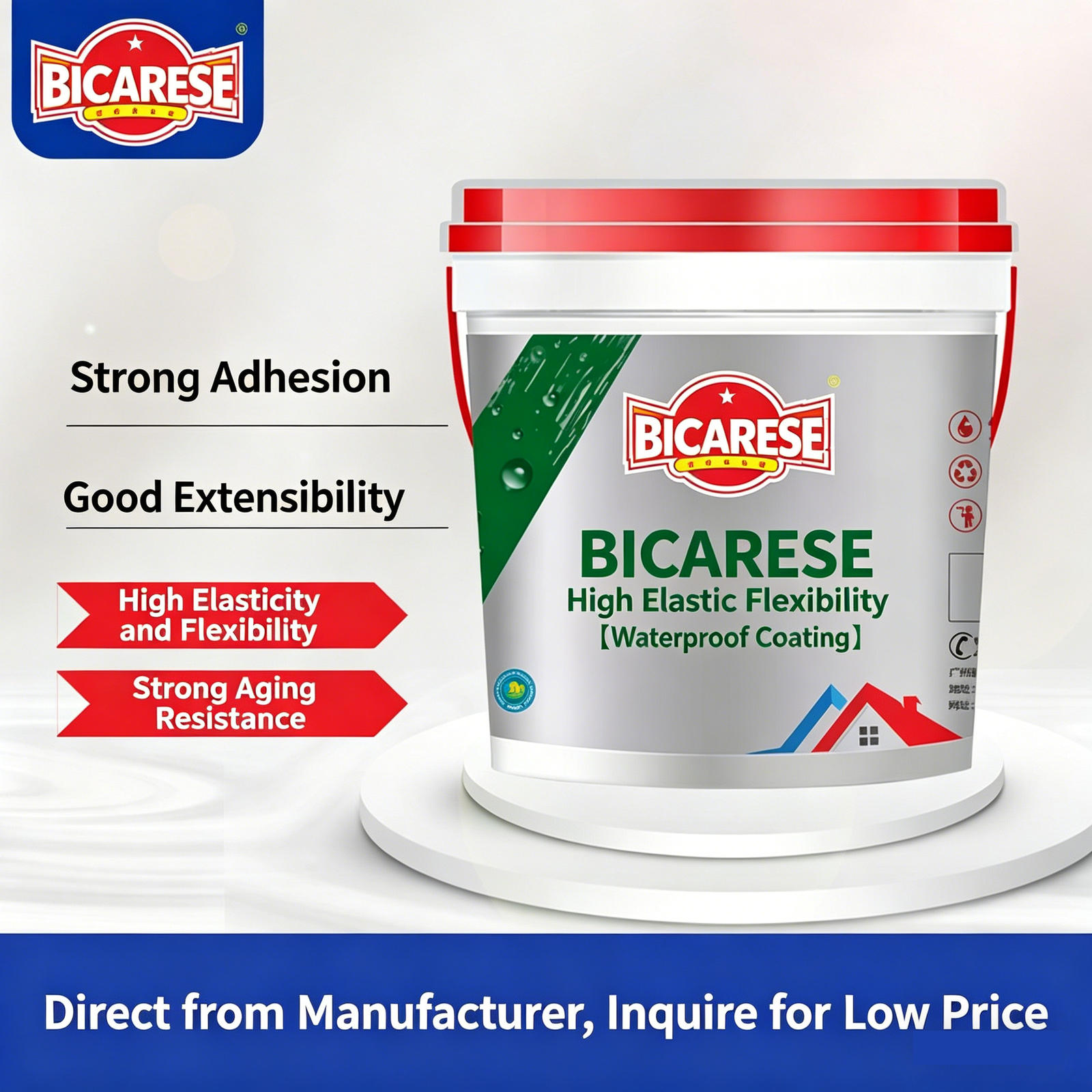 High Elastic Flexible Waterproof Coating for Roofs & Basements